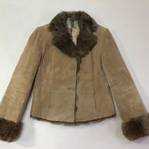 Suede and rabbit fur reversible jacket